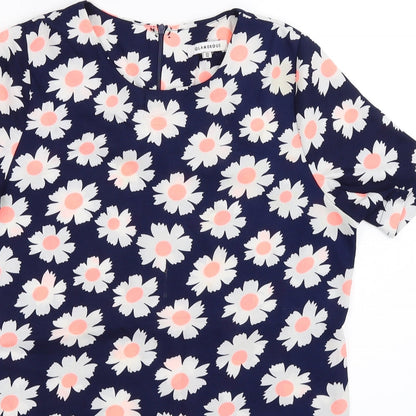 Glamorous Womens Blue Fair Isle  Basic Blouse Size 10