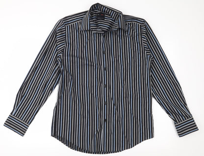 Redhering Mens Black Striped   Button-Up Size 15.5