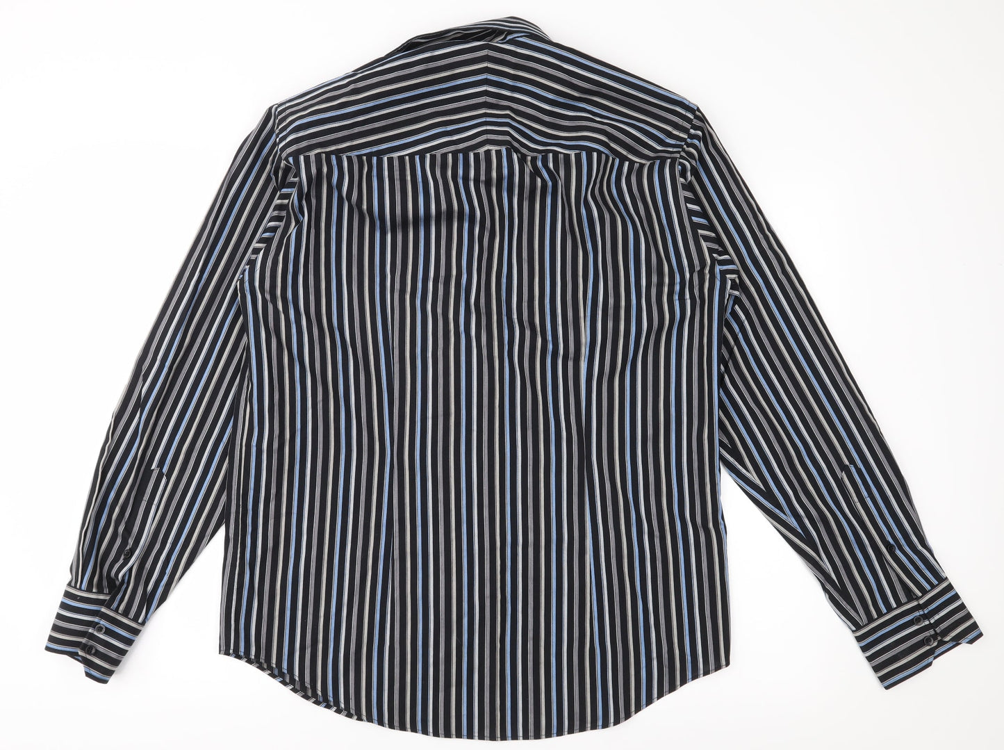 Redhering Mens Black Striped   Button-Up Size 15.5