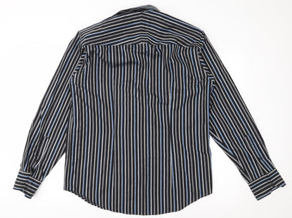 Redhering Mens Black Striped   Button-Up Size 15.5