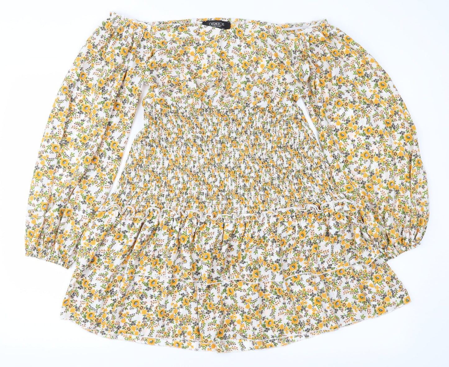 Outrageous Fortune Womens Orange Floral  Fit & Flare  Size 8