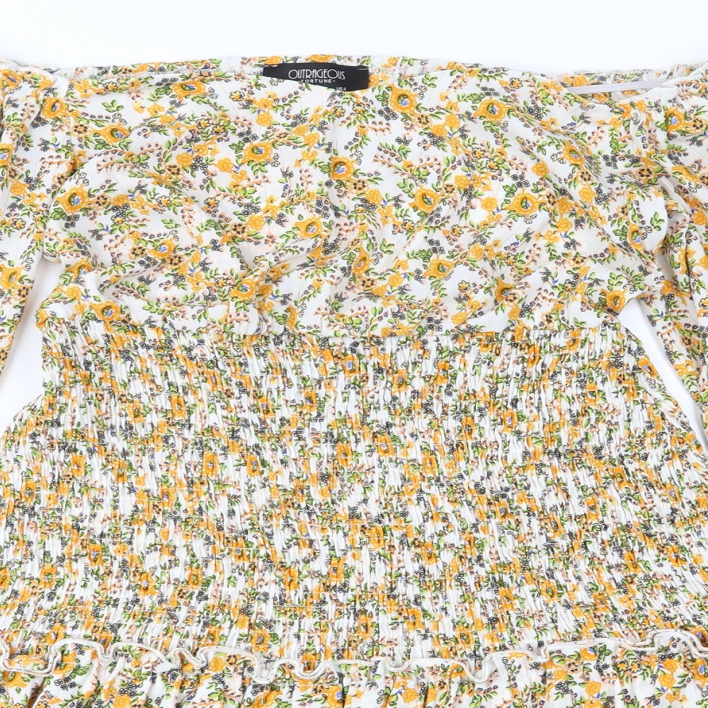 Outrageous Fortune Womens Orange Floral  Fit & Flare  Size 8
