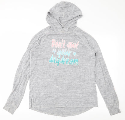 H&M Girls Grey   Pullover Hoodie Size 14 Years