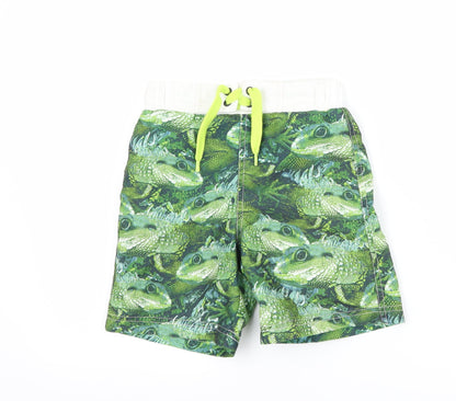 Blue Zoo Boys Green   Sweat Shorts Size 4-5 Years - lizard print