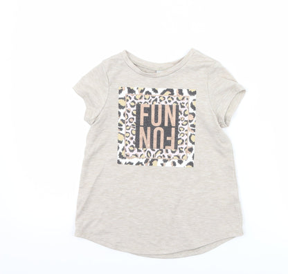 TU Girls Brown Animal Print  Basic T-Shirt Size 5 Years  - fun