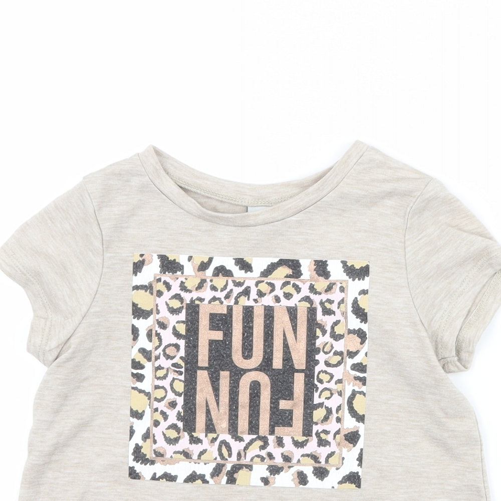 TU Girls Brown Animal Print  Basic T-Shirt Size 5 Years  - fun