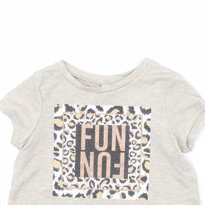 TU Girls Brown Animal Print  Basic T-Shirt Size 5 Years  - fun