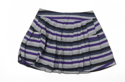 XX Womens Grey Striped  Pleated Skirt Size 10