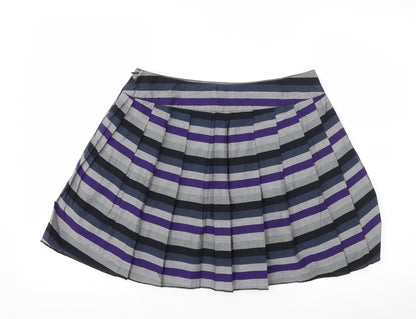 XX Womens Grey Striped  Pleated Skirt Size 10