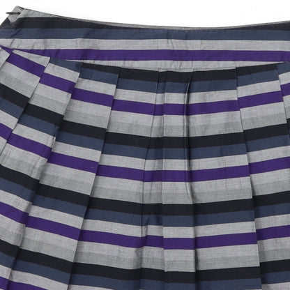 XX Womens Grey Striped  Pleated Skirt Size 10
