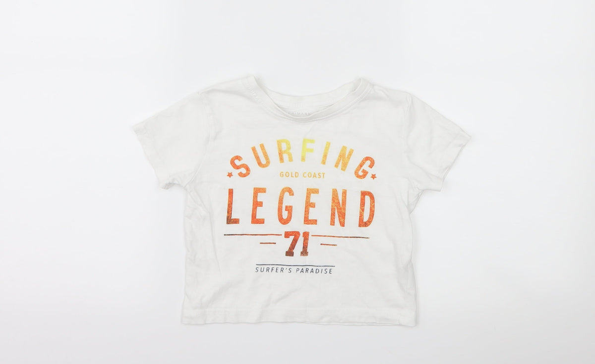Primark Boys White   Basic T-Shirt Size 18-24 Months  - slogan