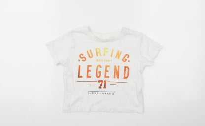 Primark Boys White   Basic T-Shirt Size 18-24 Months  - slogan