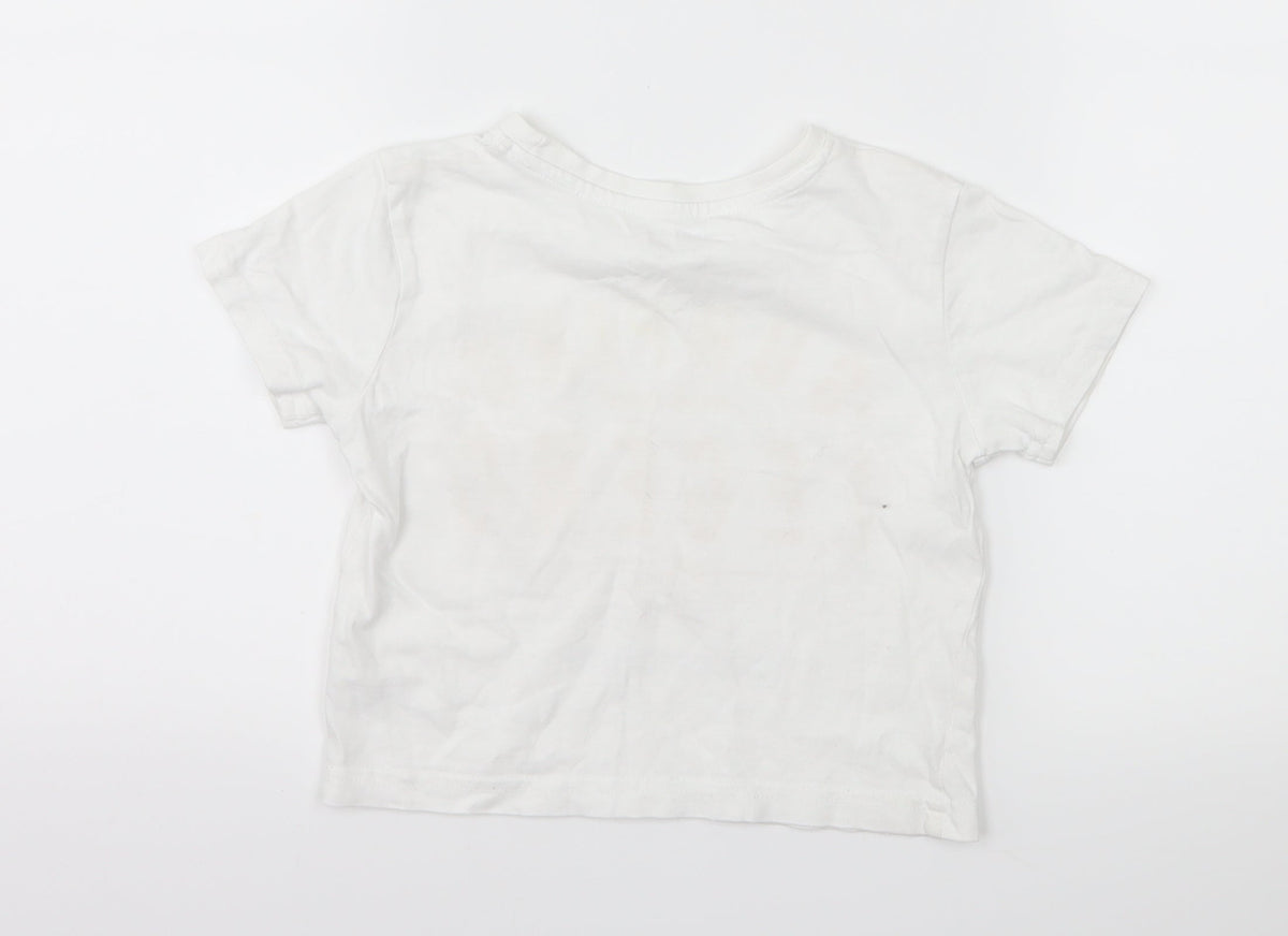 Primark Boys White   Basic T-Shirt Size 18-24 Months  - slogan
