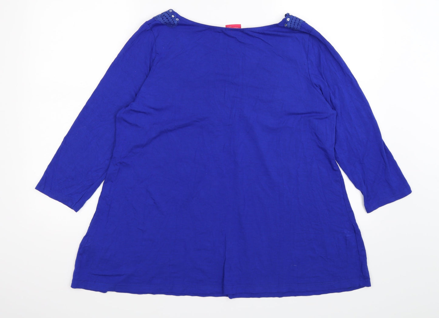 togehter Womens Blue Floral  Tunic T-Shirt Size L