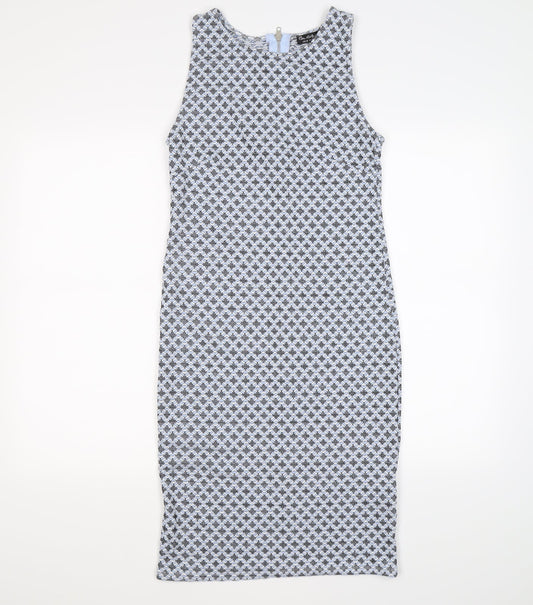 Miss Selfridge Womens Blue Geometric  Bodycon  Size 12