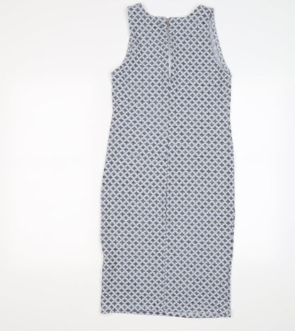 Miss Selfridge Womens Blue Geometric  Bodycon  Size 12