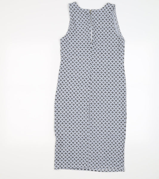 Miss Selfridge Womens Blue Geometric  Bodycon  Size 12