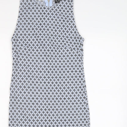 Miss Selfridge Womens Blue Geometric  Bodycon  Size 12