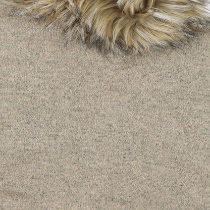 Young Dimension Girls Beige  Knit Henley Jumper Size 6-7 Years  - fur trim