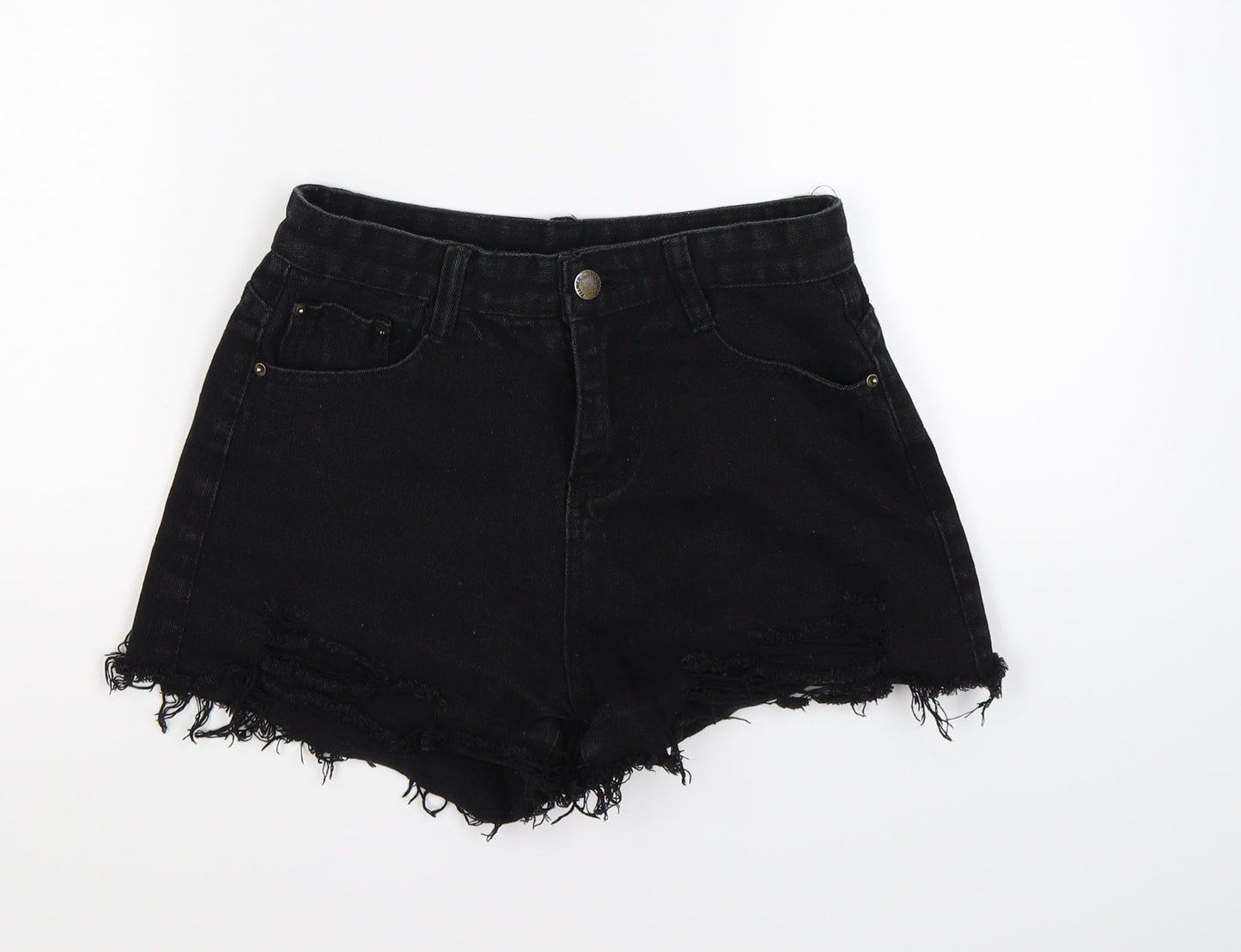 falmer Womens Black  Denim Hot Pants Shorts Size S