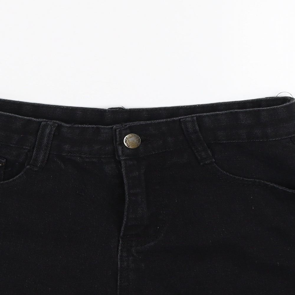 falmer Womens Black  Denim Hot Pants Shorts Size S