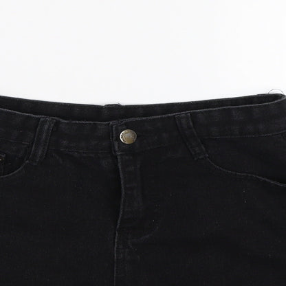 falmer Womens Black  Denim Hot Pants Shorts Size S