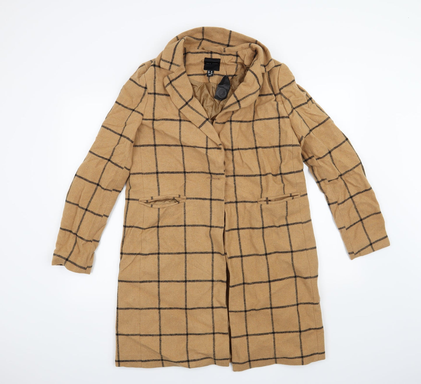 New Look Womens Beige Check  Jacket Coat Size 10