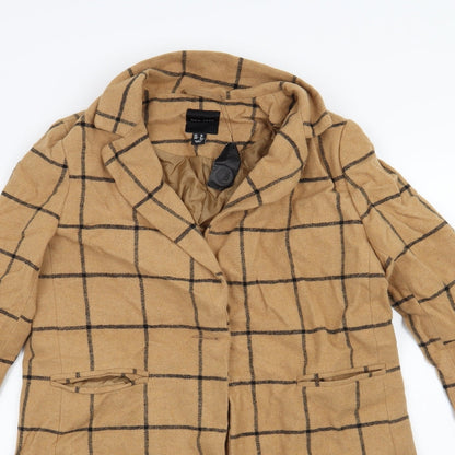 New Look Womens Beige Check  Jacket Coat Size 10