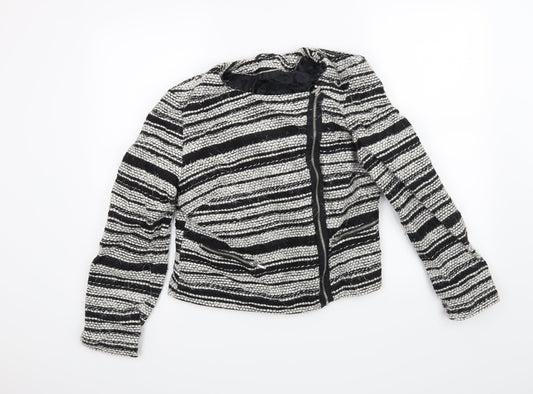 M&Co Womens Black Striped  Jacket Coat Size 14