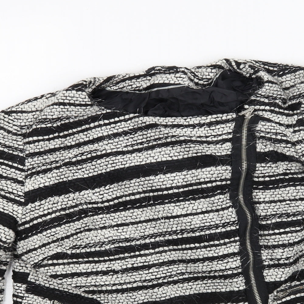 M&Co Womens Black Striped  Jacket Coat Size 14