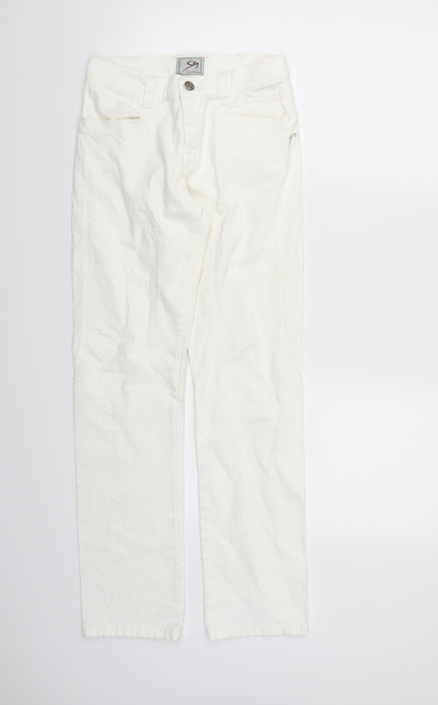 Womens UK Size M Preworn Regular Fit Skinny White Jeans