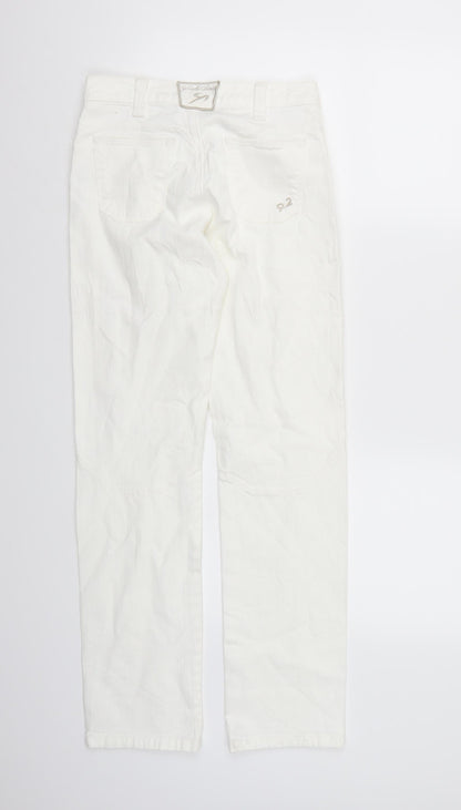 Womens UK Size M Preworn Regular Fit Skinny White Jeans