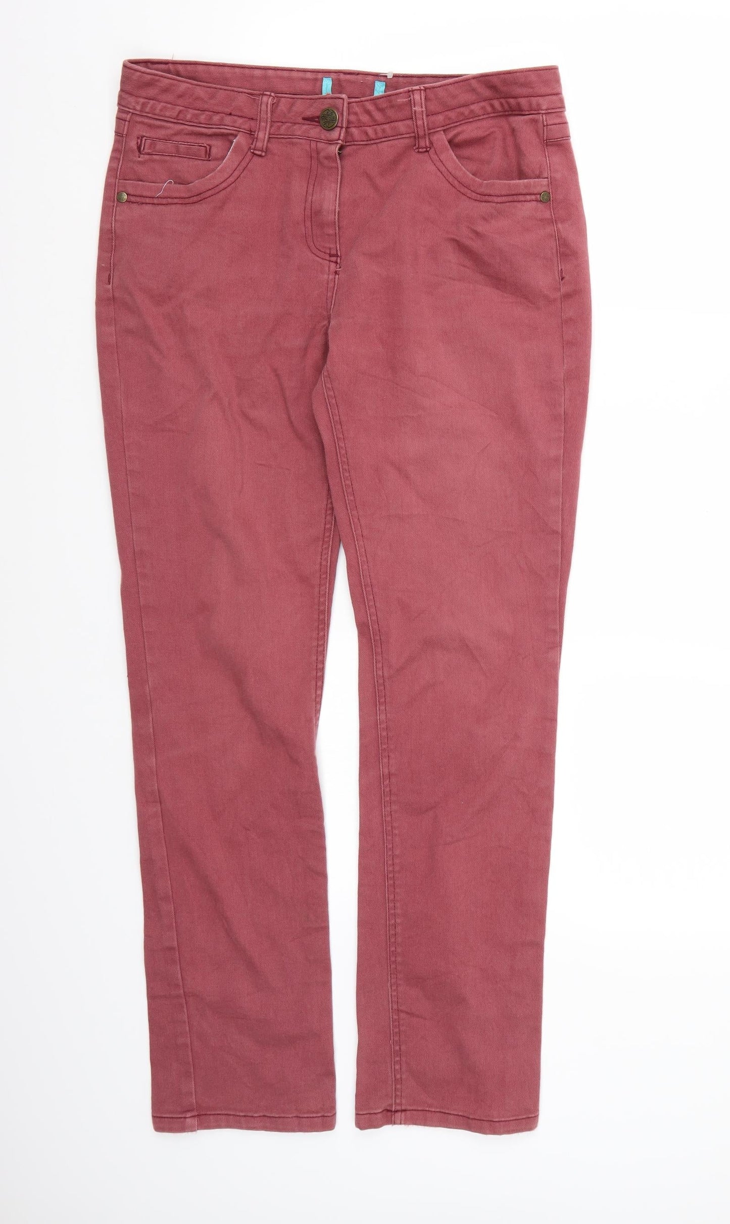 Womens UK Size  Preworn Regular Fit Straight Pink Jeans