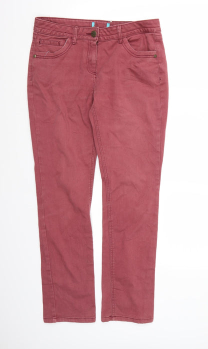 Womens UK Size  Preworn Regular Fit Straight Pink Jeans