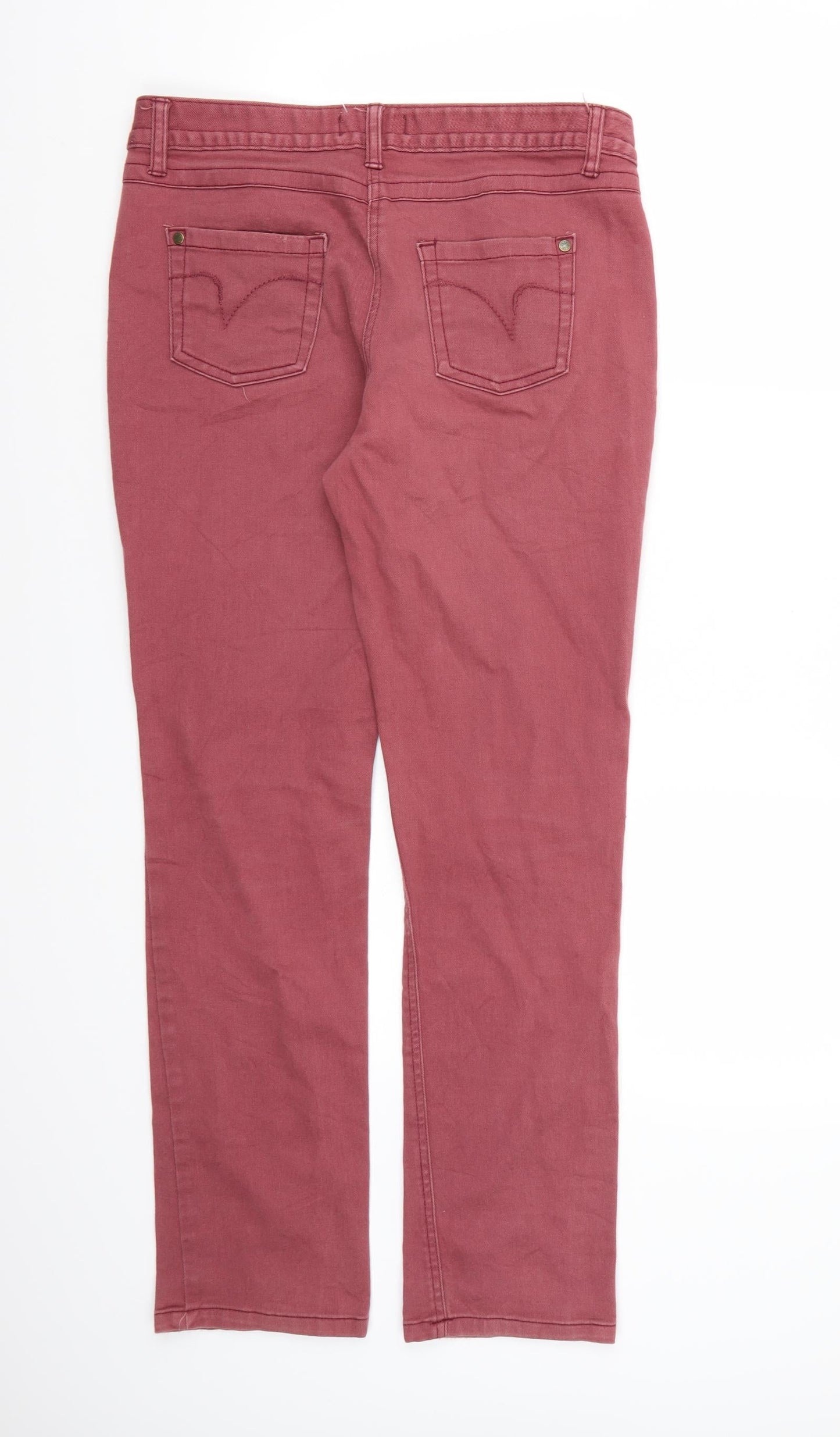 Womens UK Size  Preworn Regular Fit Straight Pink Jeans