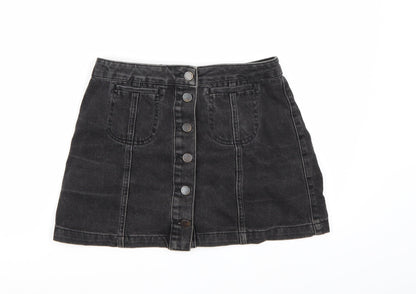 Topshop Womens Black  Denim A-Line Skirt Size 8