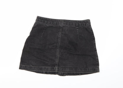 Topshop Womens Black  Denim A-Line Skirt Size 8