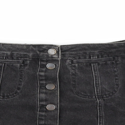 Topshop Womens Black  Denim A-Line Skirt Size 8
