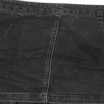 Topshop Womens Black  Denim A-Line Skirt Size 8