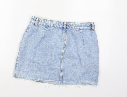 Pull&Bear Womens Blue  Denim A-Line Skirt Size L