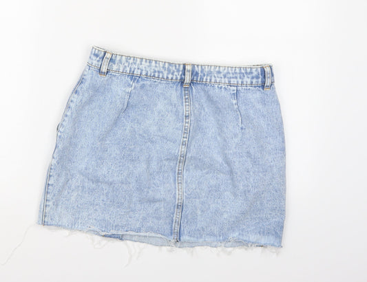Pull&Bear Womens Blue  Denim A-Line Skirt Size L