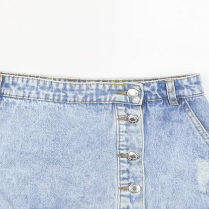 Pull&Bear Womens Blue  Denim A-Line Skirt Size L