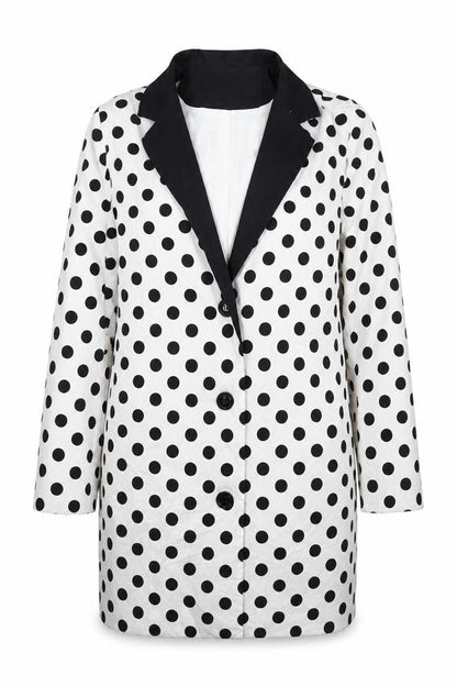 Boohoo Womens White Spotted  Jacket Suit Jacket Size 8