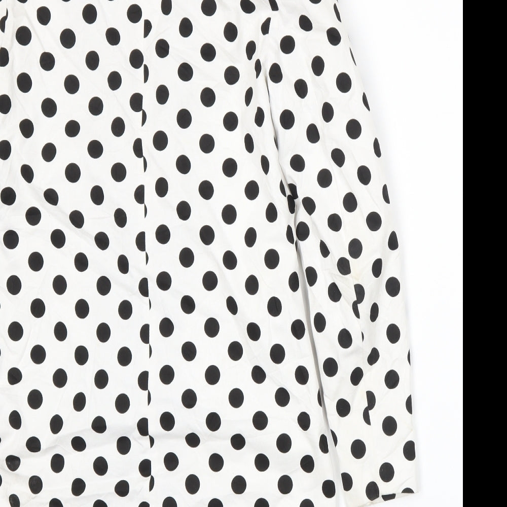 Boohoo Womens White Spotted  Jacket Suit Jacket Size 8