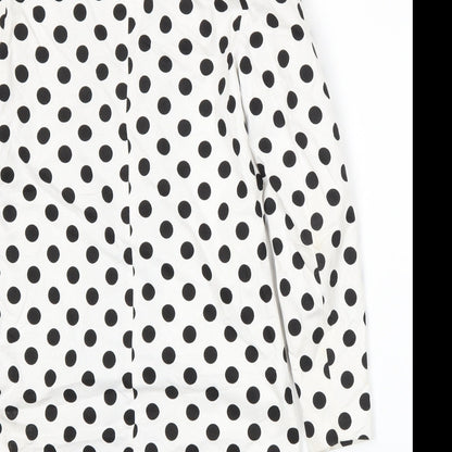 Boohoo Womens White Spotted  Jacket Suit Jacket Size 8