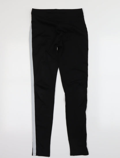 Preworn Girls Black Striped  Jegging Trousers Size XL