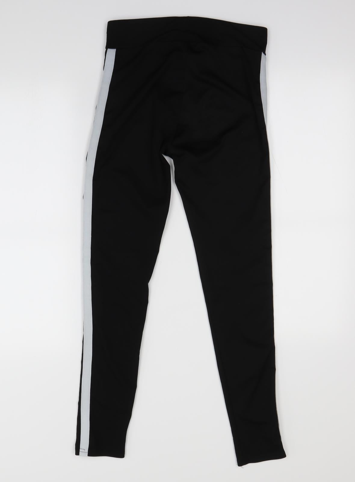 Preworn Girls Black Striped  Jegging Trousers Size XL