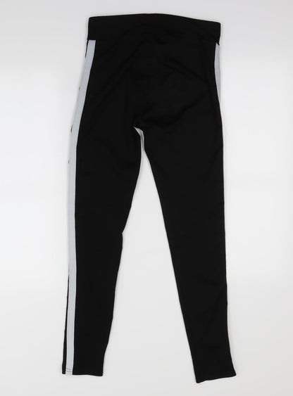Preworn Girls Black Striped  Jegging Trousers Size XL
