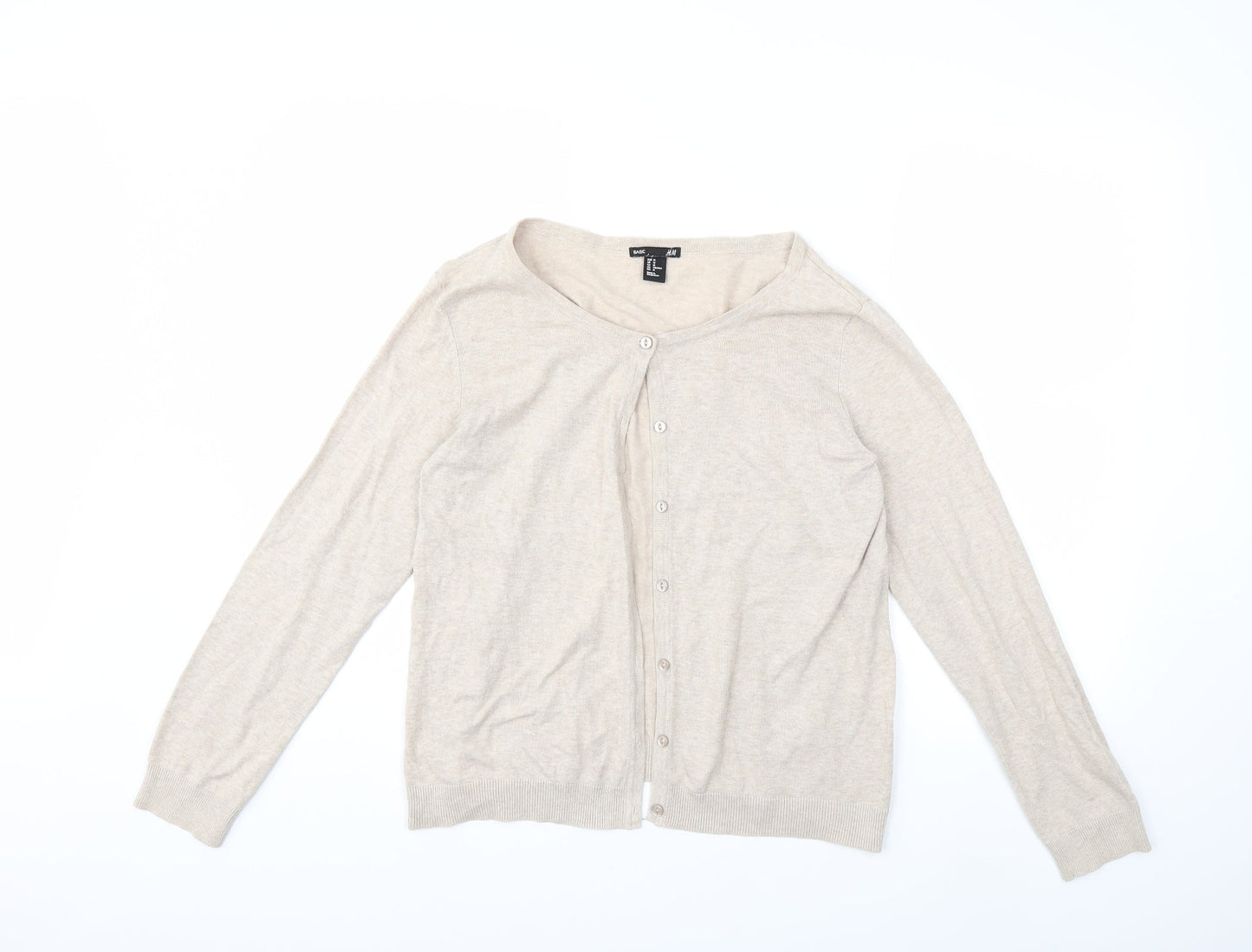 H&M Womens Beige  Knit Cardigan Jumper Size M
