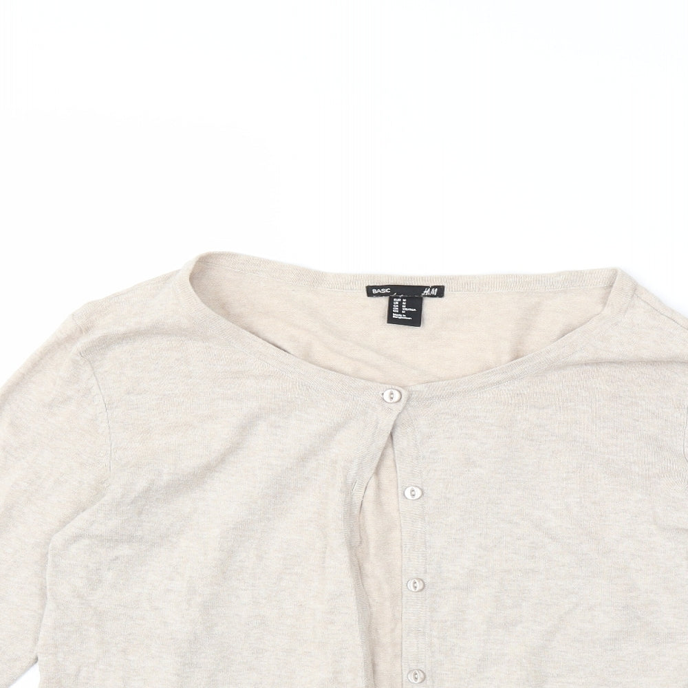 H&M Womens Beige  Knit Cardigan Jumper Size M